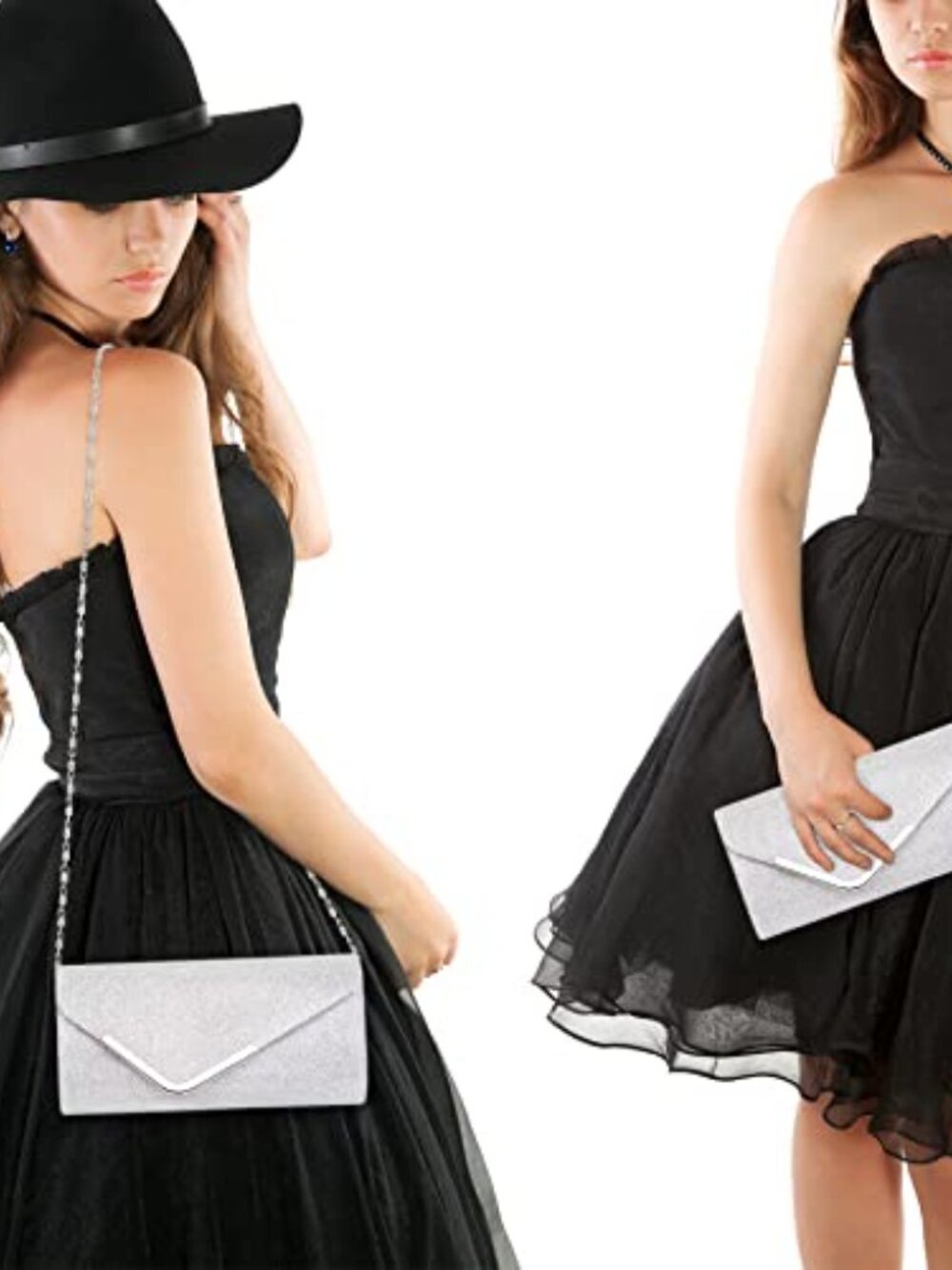 🆕 Silver Clutch Purses for Women, Shiny Sequin Envelope Clutch Evening Bag - Picture 2 of 4